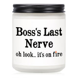 Funny Boss Gifts For Women Men- Handmade Lavender Soy Wax Candle- Best Boss Lady Gifts For Women, Birthday Christmas Gift For Boss Female, Boss'S Last Nerve Candle (7Oz)