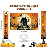 Halloween Trick or Treat Porch Sign Set: Horror Party Decor 3-Piece