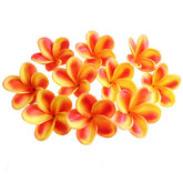 10Pcs Natural Real Touch Artificial Not Silk Plumeria Flowers Head With Stem For Diy Cake Decoration And Wedding Bouquets (Orange)