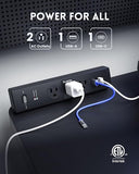 Desk Clamp Power Strip 3 Outlets 20W USB C 6FT Cord 14AWG 980J Surge Protector Black