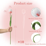 Blush Pink Fake Tulips,18.5" Pu Artificial Real Touch Flowers For Spring Easter Home Kitchen Wedding Bouquet Bulk Mother'S Gift Day Decorations