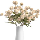 10 Pcs Artificial Flowers Pompon Mum Fake Flowers, Faux Small Mini Chrysanthemum Flowers, Realistic Faux Flowers For Room Decor Aesthetic, Living Room Farmhouse House Decor, Beige