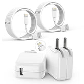 2 Pack 6FT USB to Lightning Cable with 12W Foldable Wall Charger for iPhone iPad