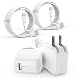 2 Pack 6FT USB to Lightning Cable with 12W Foldable Wall Charger for iPhone iPad