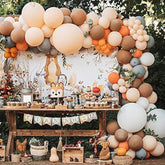 140pcs Fall Balloon Arch Kit with Orange White Gray Brown Nude Balloons for Baby Shower