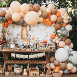 140pcs Fall Balloon Arch Kit with Orange White Gray Brown Nude Balloons for Baby Shower