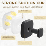 Suction Cup Hooks For Shower, No-Drill Towel Hooks For Bathrooms, Kitchen, Glass Door, Mirror, Tile, Shower Suction Hooks For Hanging Towels, Robe, Loofah, Christmas Wreath (Matte Black, 2 Pack)