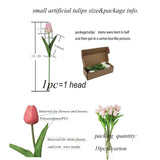 Artificial Flowers 10 Heads Mini Real Touch Artificial Tulip For Home Wedding Party Centerpiece Decoration (Light Pink)