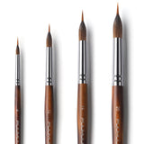 Watercolor Brushes Professional, 4Pcs Extended Needle Point Brushes Synthetic Extra Long Pinhead Brush With Sable Body For Fine Detailing - Watercolor Acrylic Gouache Inks Painting