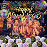 New Years Eve Party Supplies 2026, Rainbow Black Happy New Year Decorations Kit, Banner, Latex Confetti Balloons, 2026 Foil Balloons, 2026 New Year Eve Photography Background