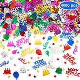 4000 Pieces Happy Birthday Confetti Multi-Color Foil Confetti Decoration Scatters For Table Balloon Ribbon Cake Decoration Birthday Party Anniversary Wedding Diy Craft Supplies