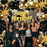 160Pcs Black And Gold Balloons Garland Arch Kit 5/10/12/18 Balloon Arch Kit Graduation New Year Anniversary Birthday Party Decorations,Reusable Balloons Women, Men Birthday Decoration Party Supplies