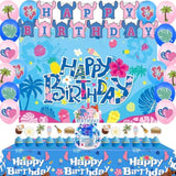 Cartoon Blue And Pink Theme Birthday Party Supplies Decorations Including Birthday Banner, Backdrop, Balloons, Tablecloth, Cake Toppers For Kids Party
