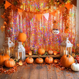 4 Pack Orange Foil Fringe Curtains Glitter Metallic Tinsel Backdrop for Party Decor