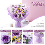 Crochet Flower Bouquet Roses: Artificial Knitted Flowers For Mother'S Day Wedding Anniversary Birthday Teachers' Day Decoration (Purple)