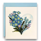Quilling Greeting Card Handmade Forget-Me-Not Floral Design Heart Detail Romantic Gift For Her Birthday Anniversary Valentine’S Day Special Occasion Keepsake Unique Love Paper Art
