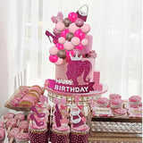 Hot Pink Girl Princess Cake Decorations - Glitter Happy Birthday Cake Topper With 20 Balls For Cake Decorating & 12 Girls Cupcake Toppers, Perfect Birthday Baby Shower Party Supplies For Barbie Fans