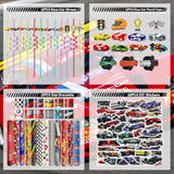 108Pcs Race Car Party Favors - Themed Birthday Goodie Bags With Party Straws, Bubble Slap Bracelets, Diy Car Stickers, Pencil Caps