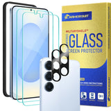 2+2 Pack for Samsung Galaxy S25 Plus 6.7-inch Tempered Glass Screen Protector with Camera Lens Protector, MilitaryShield 9H HD Clear, Case Friendly,