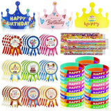 126-Pcs Classroom Birthday Kits Crowns Bracelets Pencils Stickers Party Favors
