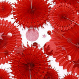 Red Party Decorations Chinese New Year Tissue Pompom Paper Fan Decor B