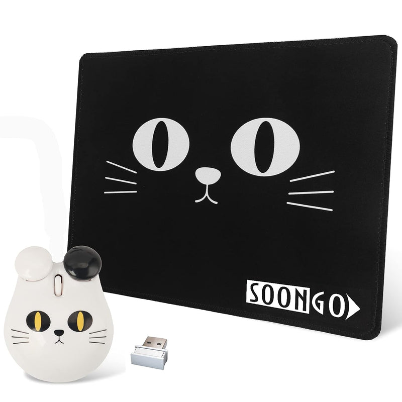 Cute Cat Wireless Mouse And Mouse Pad Set For Kids Children Wireless Computer