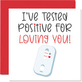 Funny Valentine'S Day Card For Him Her - Tested Positive For Loving You - Love Anniversary Card For Boyfriend Girlfriend Husband Wife Partner, 5.7 X 5.7 Inch Romantic Greeting Cards For Fiance Fiancee
