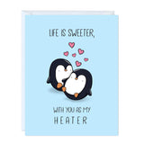 Valentine’S Day Card For Boyfriend, Wife, Girlfriend, Husband - Cute Funny Anniversary & Birthday Card For Him Her - Punny Vday Love Greeting Card Blank Inside (Life Is Sweeter With You As My Heater)