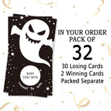 Spooky Ghost Party Game Scratch Off Cards?32 Pcs? Funny Halloween Activity For Groups Kids Adults Festive Raffle Tickets Black And White Party Favors Halloween Holiday Games Supplies