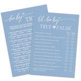 30 Pcs Baby Shower Game Cards & 1 Pcs Answer Card - True Or False & Baby Trivia - Minimalism Blue Double-Sided Game Gender Reveal,Announcement Party Supplies - B04