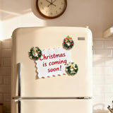 Creative Christmas Wreath Fridge Magnets Set 3D Mini Wreath Refrigerator Magnets For Christmas Magnetic Ornaments, Kitchen Fridge Locker Decorations For Home Office