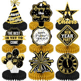 Black Gold New Years Eve Party Supplies Happy New Year Table Centerpieces for New Years Eve Party Decorations, 9 Pcs