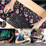 Gaming Mouse Pad Set, Large Mouse Pad And Ergonomic Memory Foam Keyboard Wrist Rest Support, Easy Typing Pain Relief Writing Mat, Extended Office Desk Mat Cute Funy Sugar Skull Black Mouse Pad