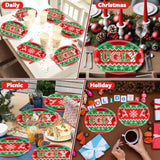 50Pcs Christmas Ugly Sweater Oval Plates 11 Inch Merry Christmas Ugly Sweater Tableware Set Disposable Xmas Tacky Sweater Dinnerware For Xmas Party Home Winter Holiday Decor Supplies