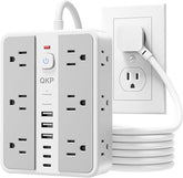 Surge Protector Power Strip 12 Outlets 6 USB Ports 3 USB C 2400J 6FT Flat Plug Extension Cord