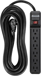25FT Surge Protector Power Strip 6 Outlets Flat Plug 15A Circuit Breaker Wall Mount UL Listed