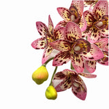 4Pcs Artificial Cymbidium Orchid Flower Plant 3D Print Vanda 10 Heads Latex Phalaenopsis Flower (Pink)