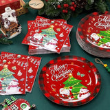 100 Pcs Christmas Paper Plates And Napkins Sets Disposable Dessert Plates Napkins Christmas Party Supplies Merry Christmas Tableware Set For Dinner Lunch Dessert Appetizer, Serves 50