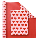 Valentine'S Day Wrapping Paper -Mini Roll- 17In X 32.8Ft Red Pink Love Heart Wrap Paper Double Printed Art Craft Paper For Wedding Birthday Anniversary Party Packaging Supplies