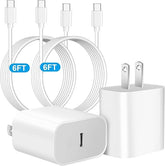 2 Pack 20W USB C Fast Wall Charger with 6FT USB C Cable for iPhone 17 16 15