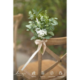 8 White Aisle Pew Artificial Flowers Arrangements Babysbreath For Wedding Ceremony Chair Back Floral Decorations With Chiffon Ribbons Sage Green Reception Church Rose Fake Party Outdoor