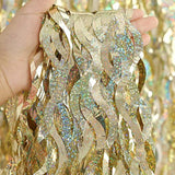 Champagne Gold Foil Fringe Backdrop: 3-Pack Tinsel Party Curtains