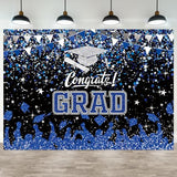 7x5ft 2026 Graduation Backdrop for Photography Class of 2026 Blue Congrats Grad Photo Background Prom Party Banner Decorations
