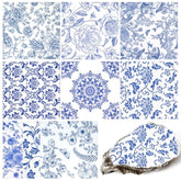 27Pack Blue Floral Decoupage Napkins 9 Styles 13-Inch Craft Paper