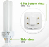 13W CFL Light Bulbs G24Q-1 4-Pin Base Double Tube 5000K Bright White 4 Pack