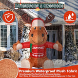 6 Ft Christmas Inflatable Outdoor Decorations, Inflatables Plush Reindeer Yard Decor With Christmas Hat & Sweater, Built