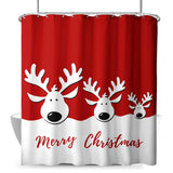 Merry Christmas Shower Curtain Christmas Elk Bathroom Curtain Xmas Cut Reindeer Red White Shower Curtains For Bathroom Winter Holiday New Year Farmhouse Shower Curtains With Hooks 72X72 Inch