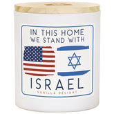 Israel Support Candle - Vanilla Scented, In This Home We Stand With Israel, Usa Pride 11 Oz Soy Candle, Cdl1357