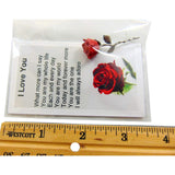 Valentines Day Rose Charm Pocket Token Flower Keepsake With I Love You Card Gift Set