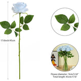 12Pcs Roses Artificial Flowers Fake Roses Baby Blue Silk Roses White Silk Flowers Rose With Long Stems For Wedding Home Party Centerpieces Decorations